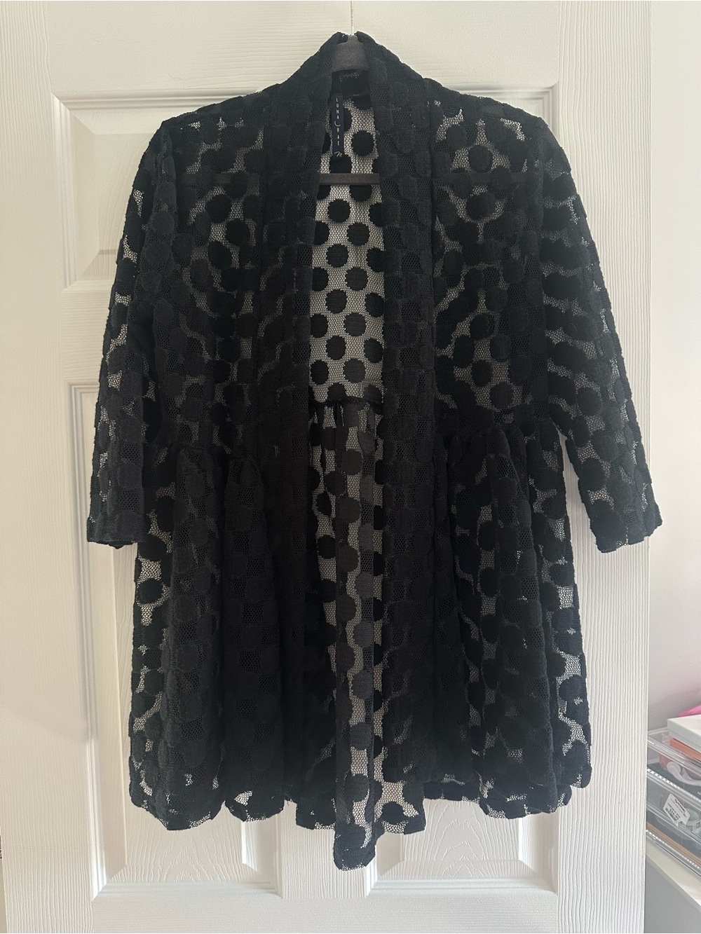 Luna Rae Black Lace Dot Open Cardigan